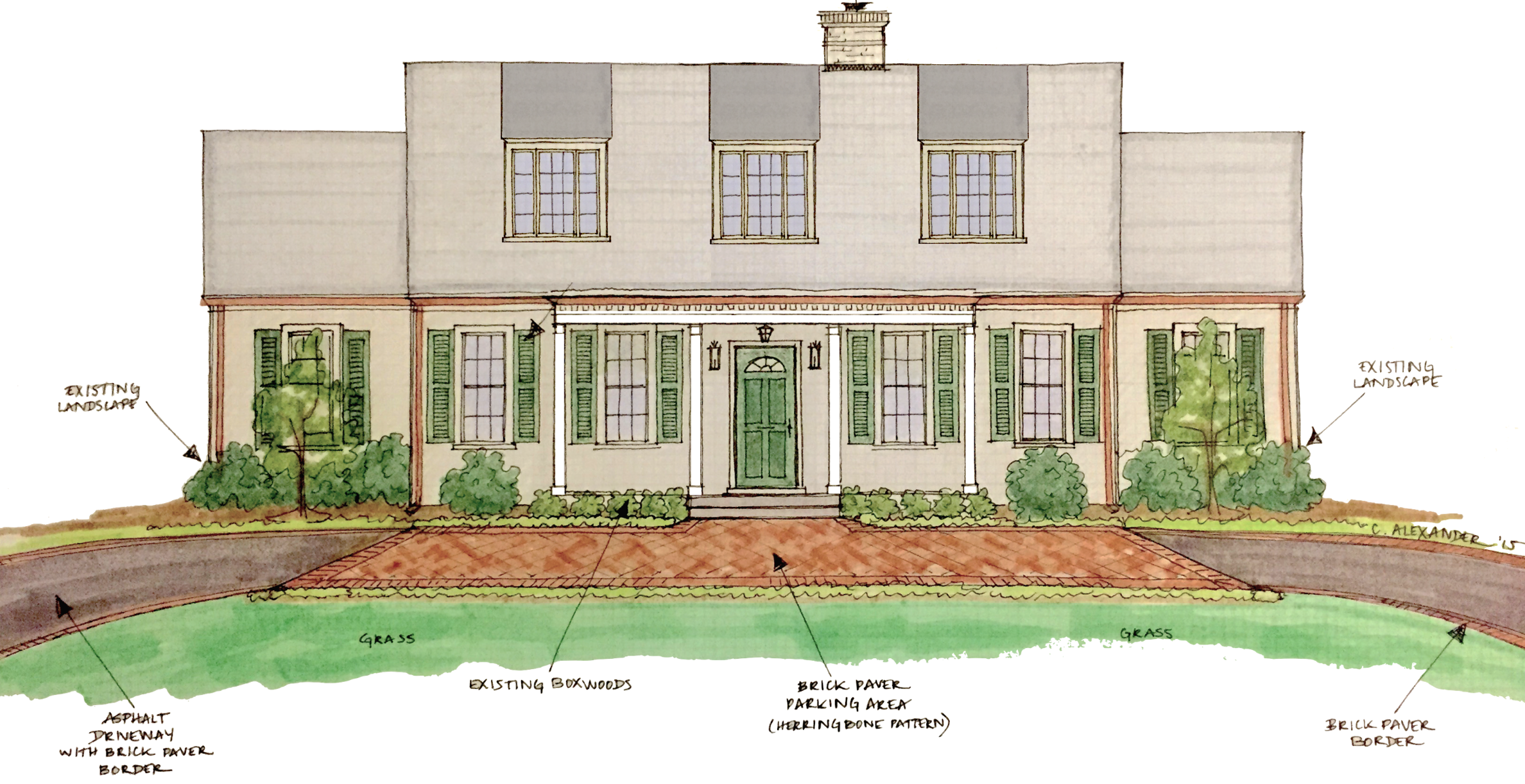 Front Elevation with Dormer Windows – C. ALEXANDER, image size:2376x1222